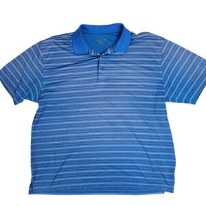 Champions Tour Mens XXL Blue Striped‎ Short Sleeve Golf Polo Shirt Performance